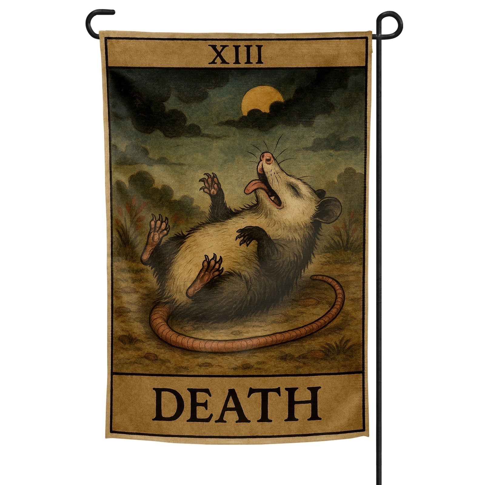 Original Underground Possum Playing Death Tarot Garden Flag
