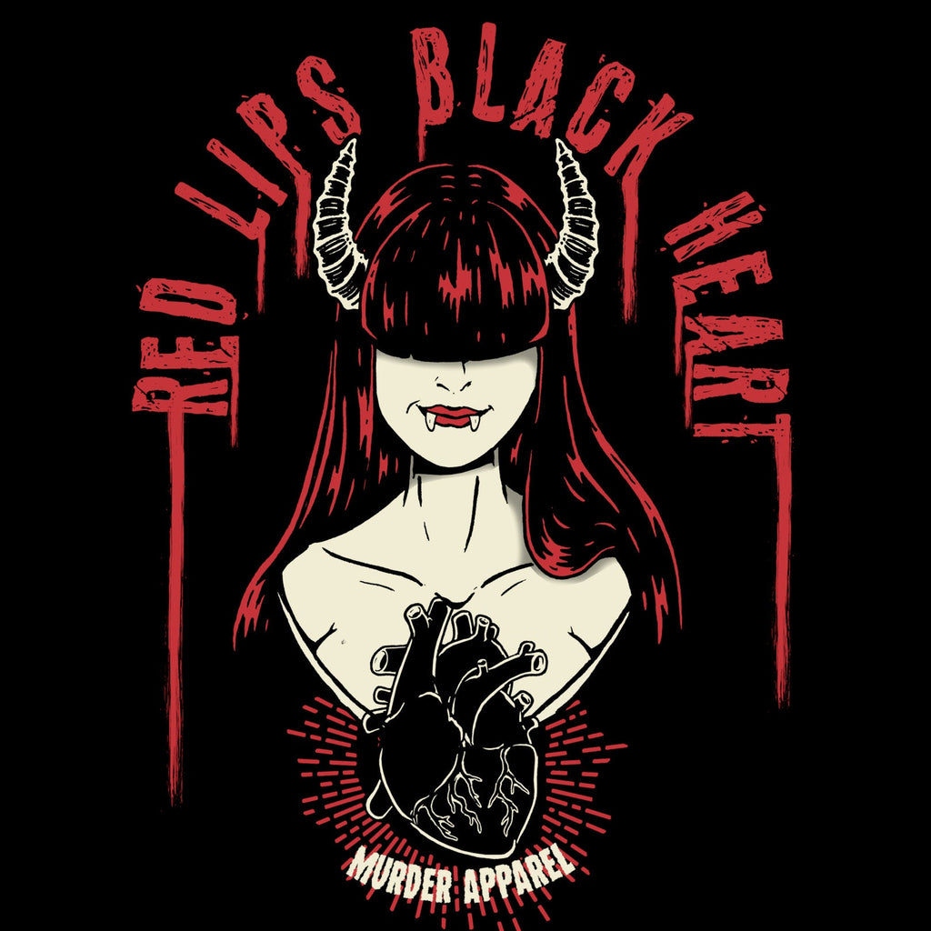 Murder Apparel Red Lips Black Heart T-Shirt