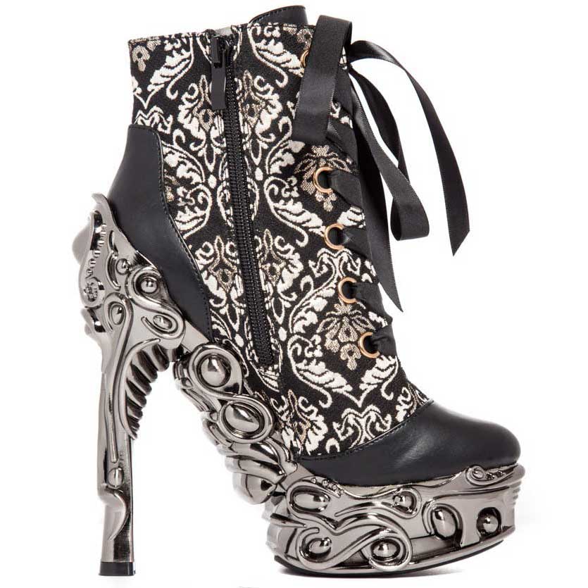 Hades RENA Ankle Boots Damask Brocade 6" Proteus Heel Lace Up 6-11