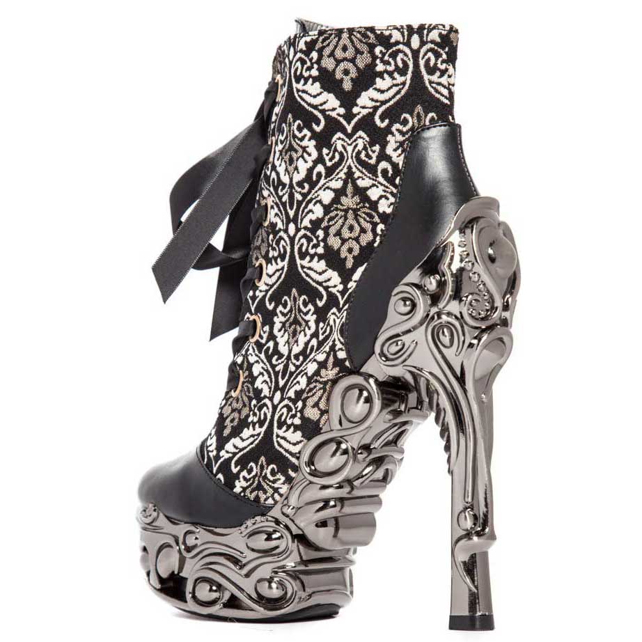 Hades RENA Ankle Boots Damask Brocade 6" Proteus Heel Lace Up 6-11