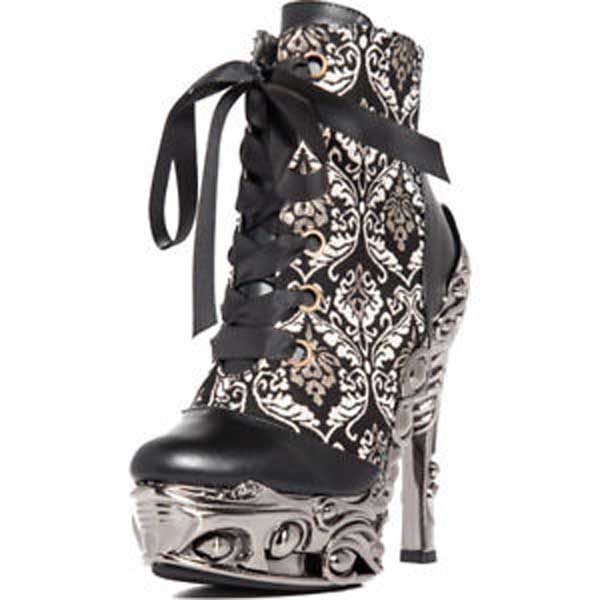 Hades RENA Ankle Boots Damask Brocade 6" Proteus Heel Lace Up 6-11