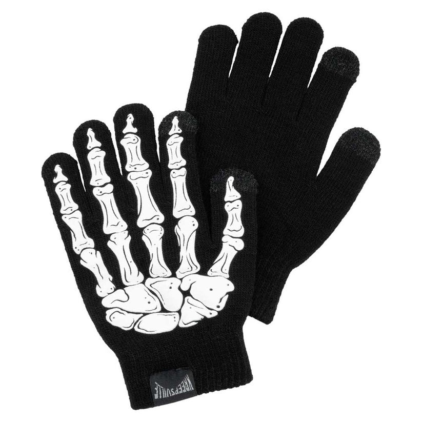 Kreepsville 666 Skeleton Black Gloves 2 Sizes