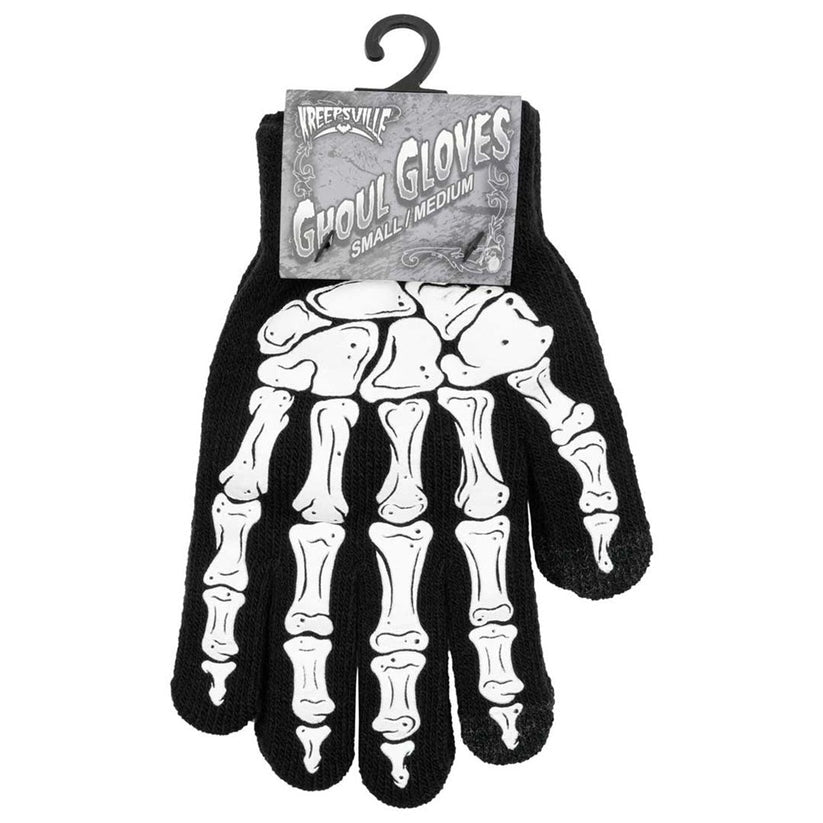 Kreepsville 666 Skeleton Black Gloves 2 Sizes