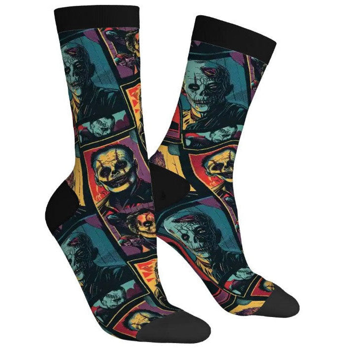 Colorful socks with abstract design on a white background