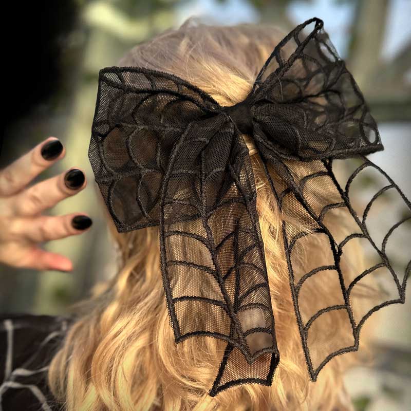Kreepsville 666 Spiderweb Mesh Lace Hair Bow