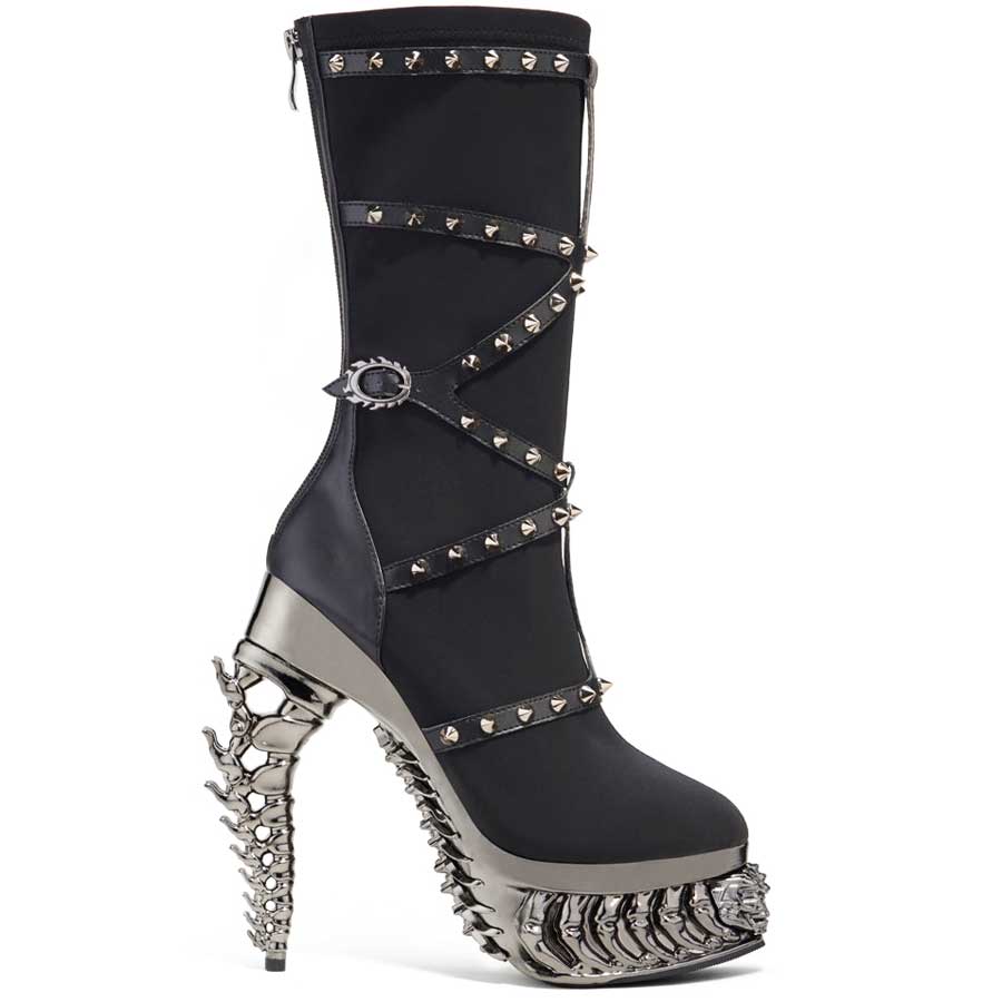 Hades TANITH Black Boots 5" High Dragon Chrome Heels 6-12