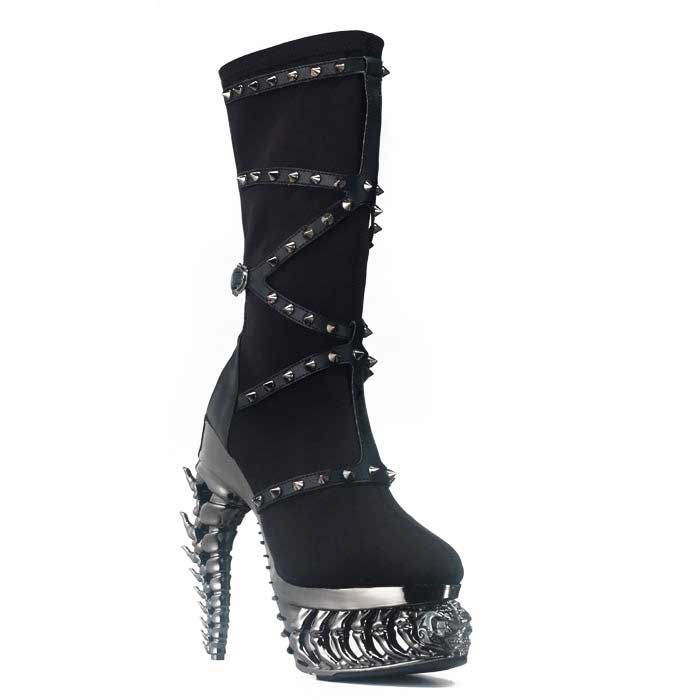 Hades TANITH Black Boots 5" High Dragon Chrome Heels 6-12