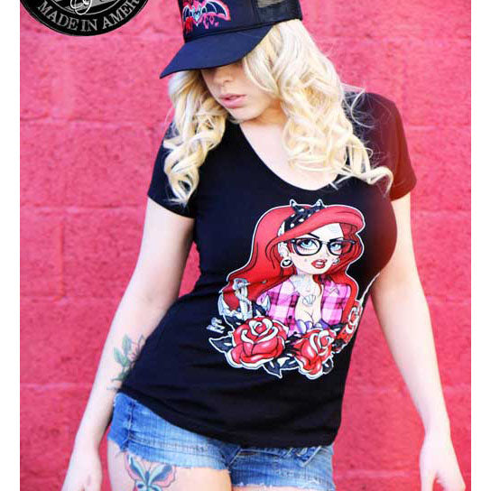 Lowbrow Art Tattooed Mermaid V-neck Tee