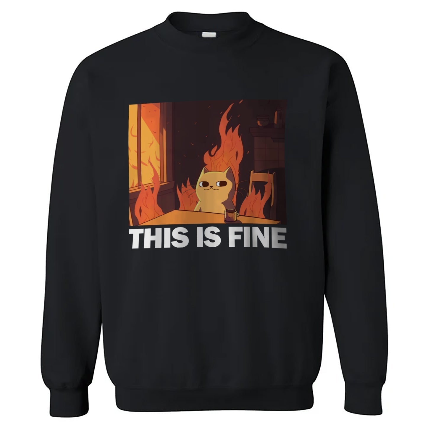 Original Underground This Is Fine Cat Crewneck Sweatshirt