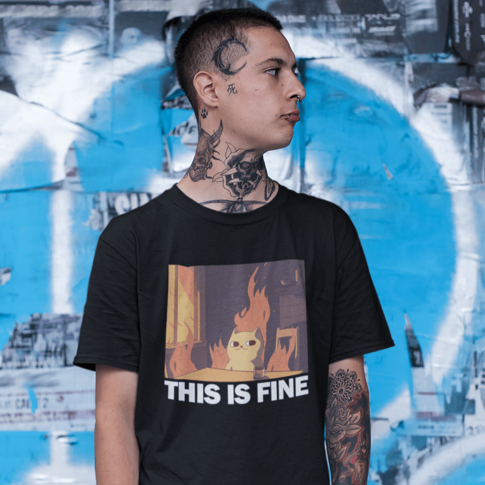 Original Underground This Is Fine Cat Tee