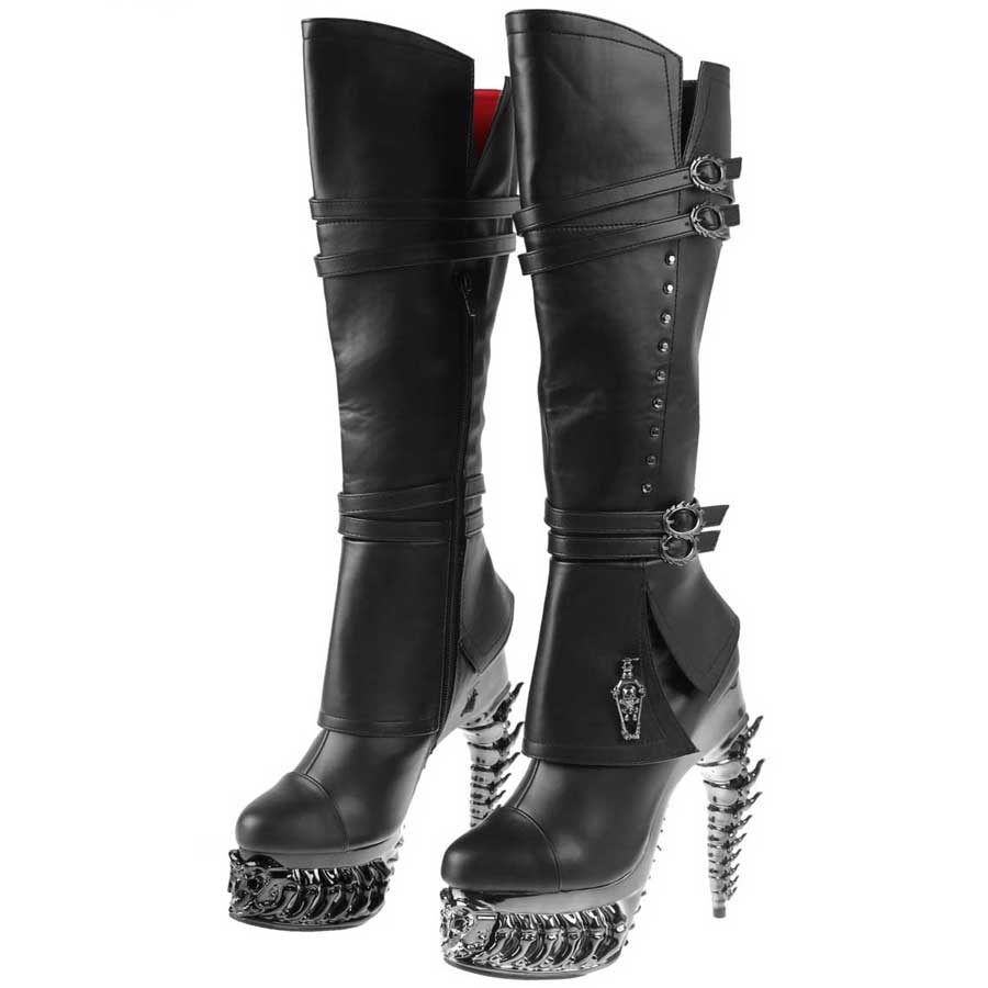 Hades + Alchemy UNDERTAKER Black Knee High Boots 5" Heel 6-12