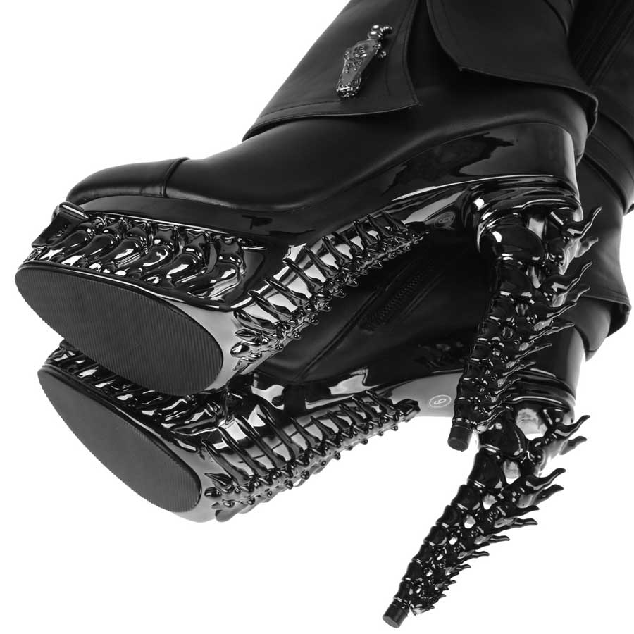 Hades + Alchemy UNDERTAKER Black Knee High Boots 5" Heel 6-12