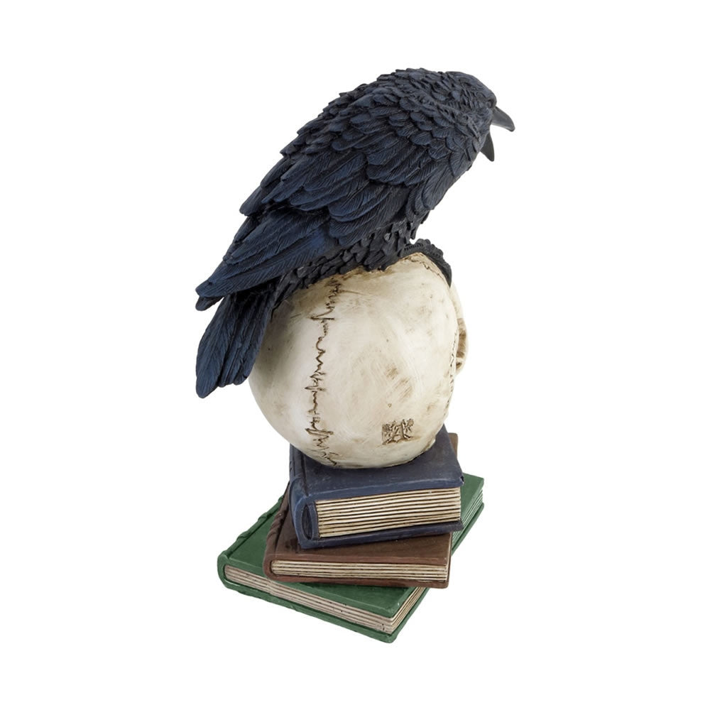 Alchemy Gothic Poe's Raven Skull Nevermore Statue V17