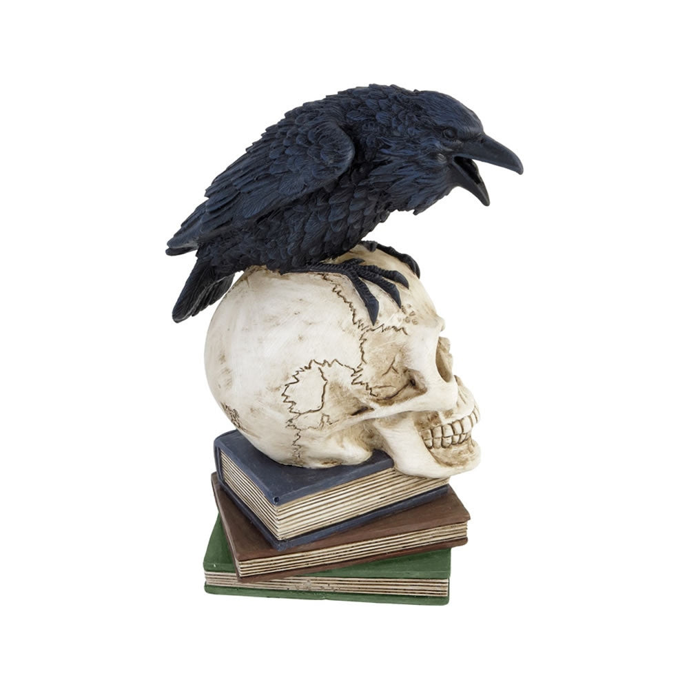 Alchemy Gothic Poe's Raven Skull Nevermore Statue V17