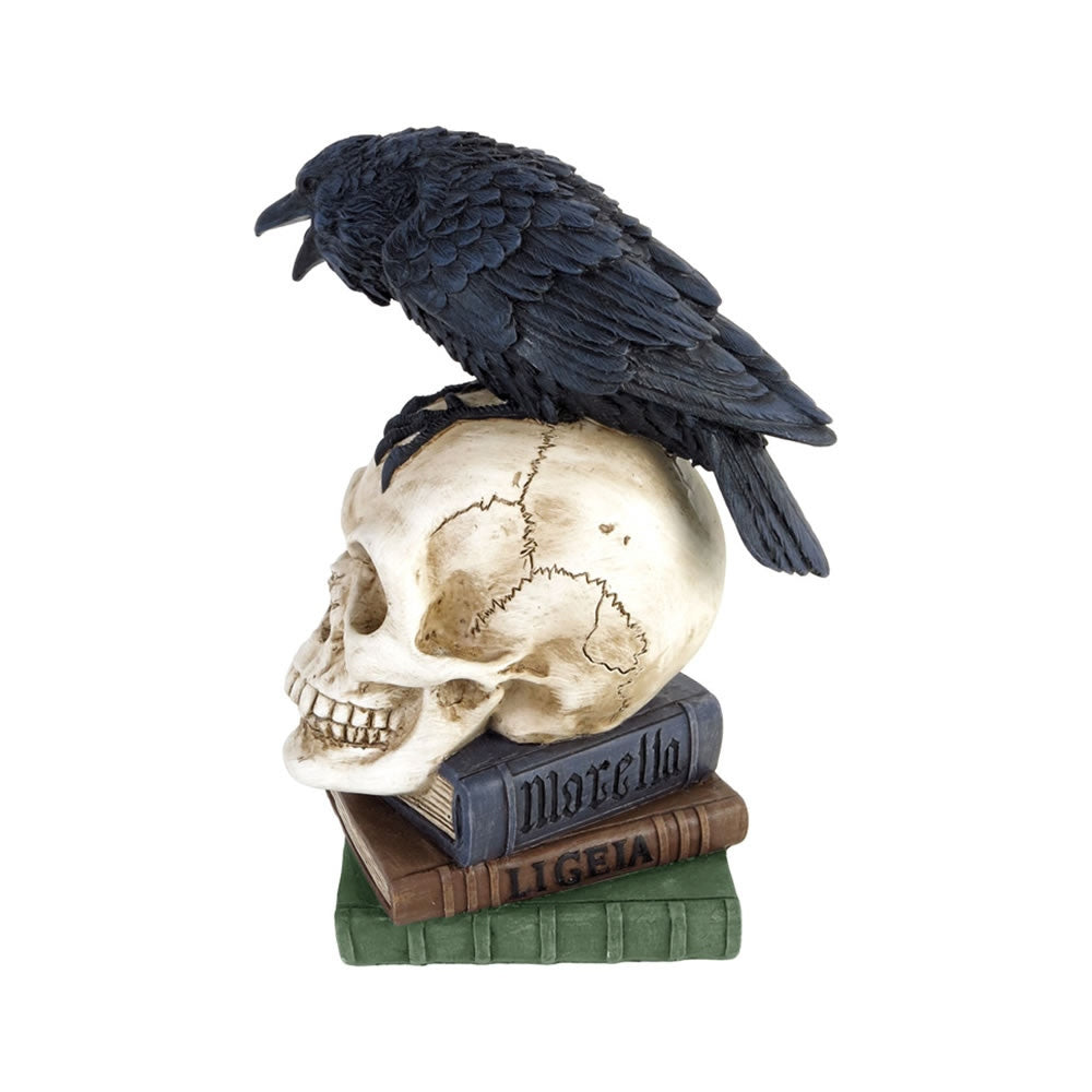 Alchemy Gothic Poe's Raven Skull Nevermore Statue V17