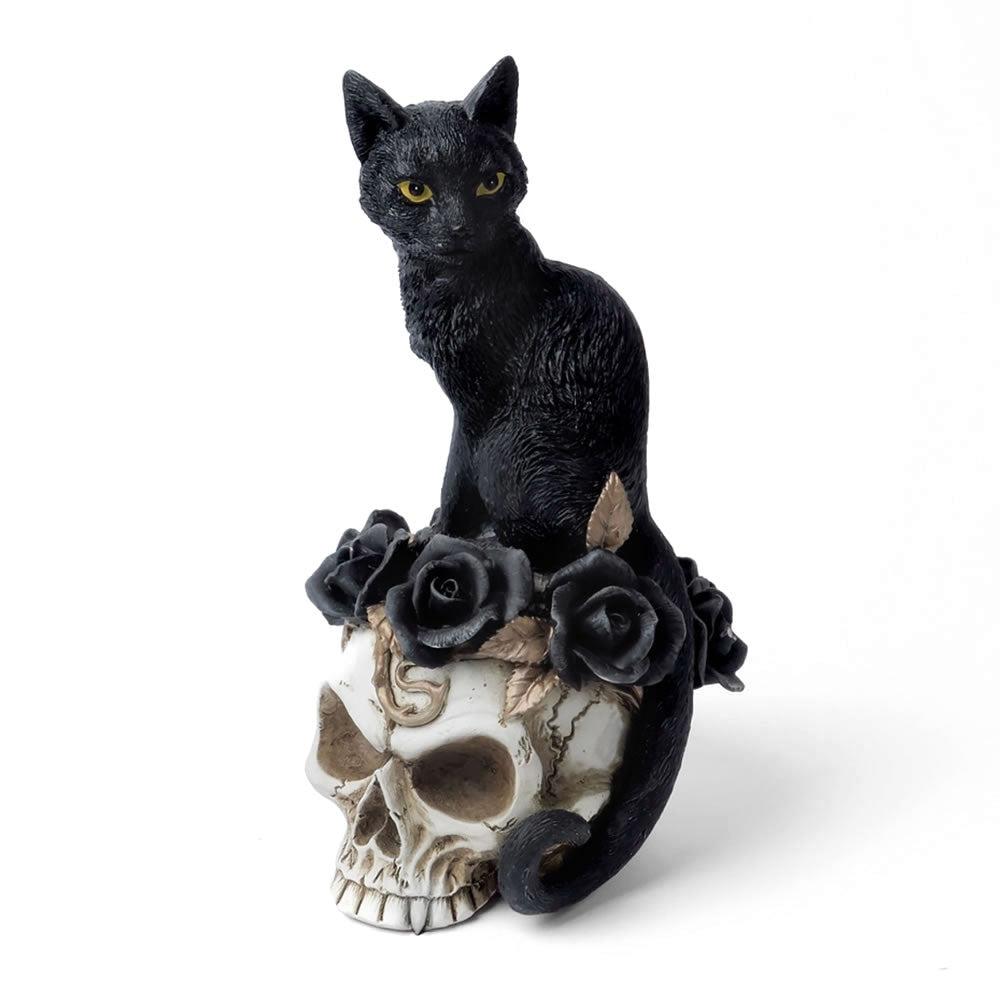 Alchemy Gothic Grimalkin's Ghost Black Cat Skull V71