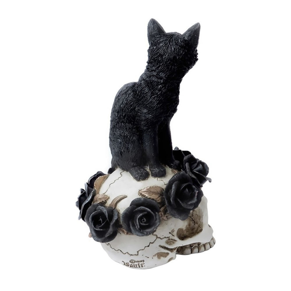 Alchemy Gothic Grimalkin's Ghost Black Cat Skull V71