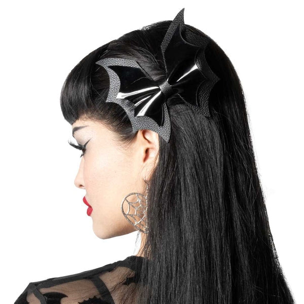 Kreepsville 666 Batwing Black PVC Hair Bow