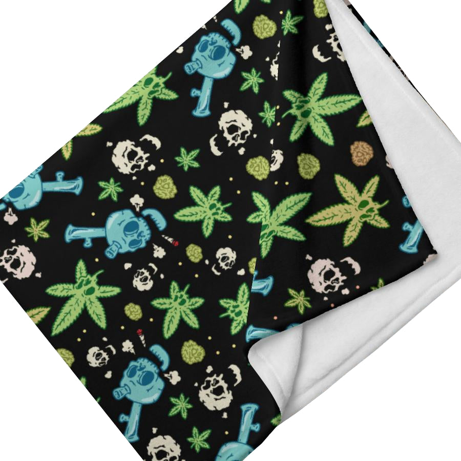 Murder Apparel Skulls and Weed Throw Blanket
