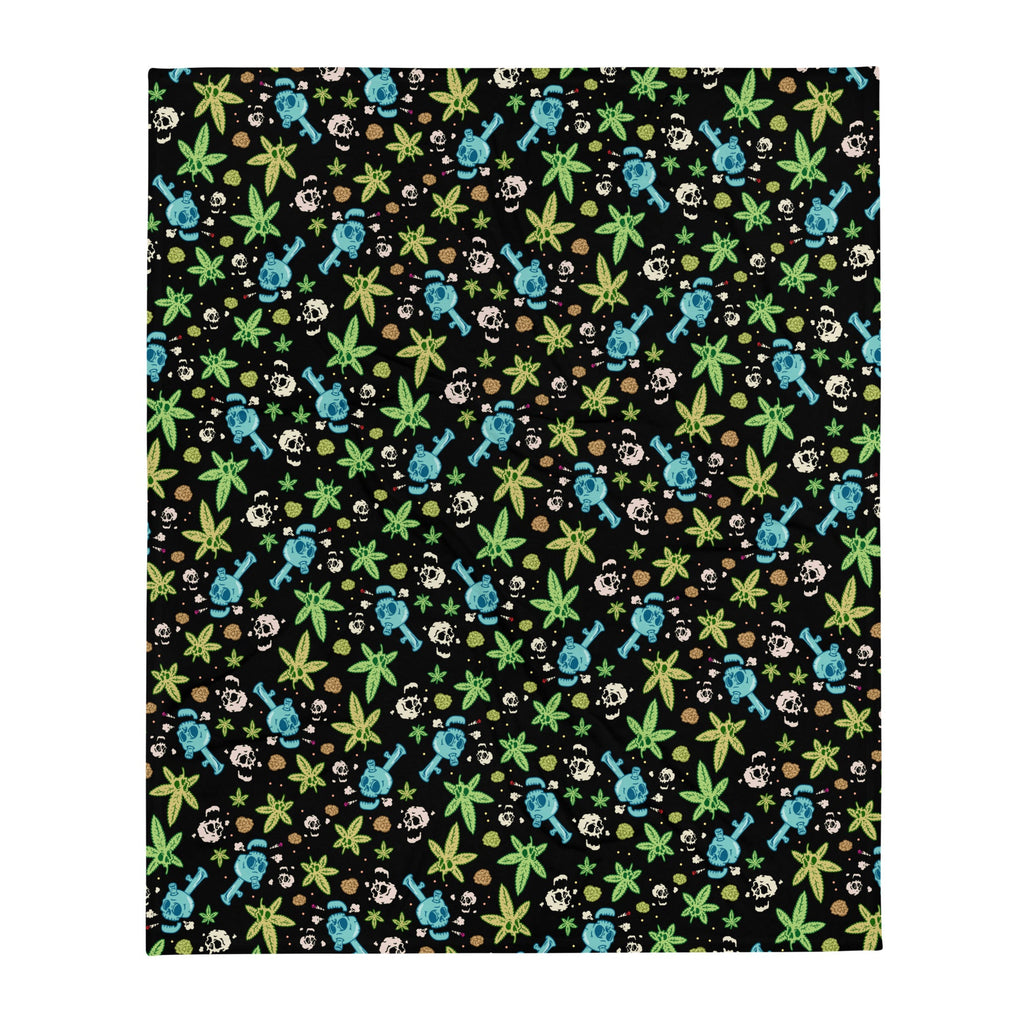 Murder Apparel Skulls and Weed Throw Blanket