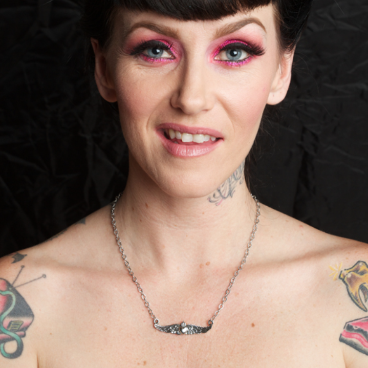 Femme Metale Sweet Winged Sacred Heart 925 Silver Necklace