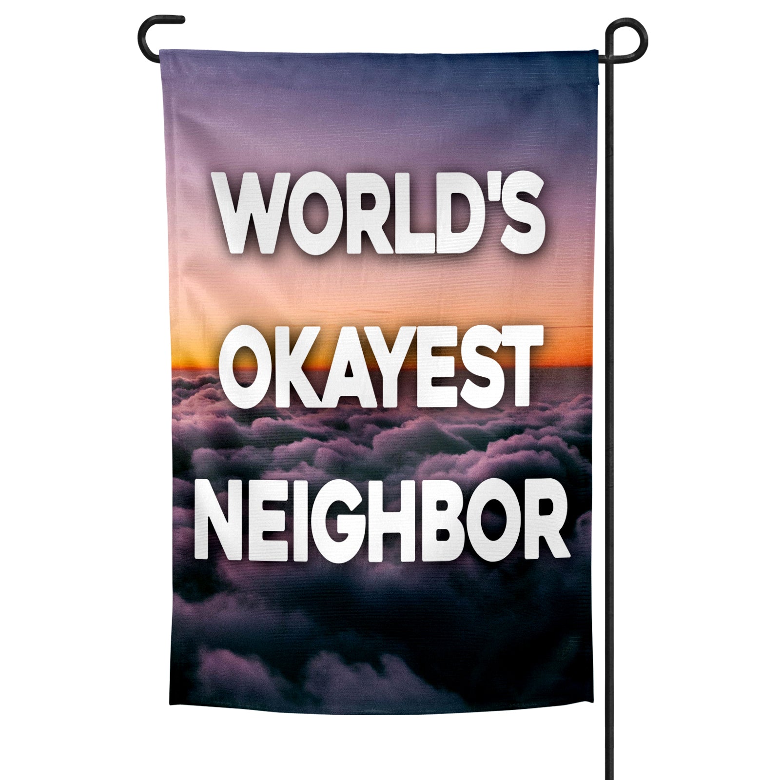 Original Underground World's Okayest Neighbor Garden Flag